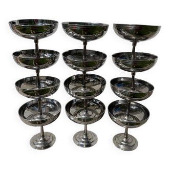 12 Rémy Letang stainless steel bowls 1970