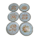 Set of 6 handmade flat plates signed by Maïté – hand-painted designs