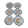 Set of 6 handmade flat plates signed by Maïté – hand-painted designs