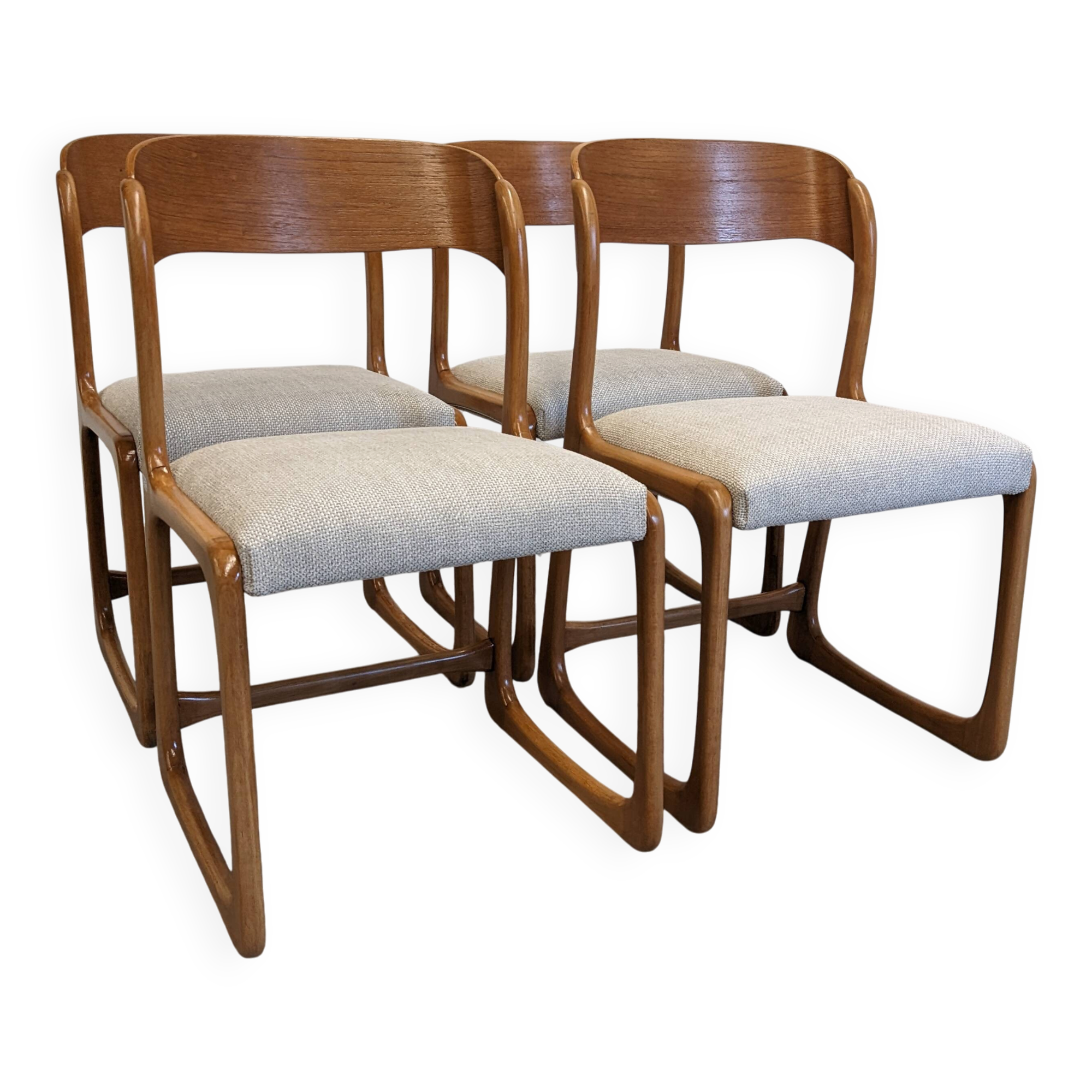 Set of 4 Baumann sled chairs, France circa 1970.