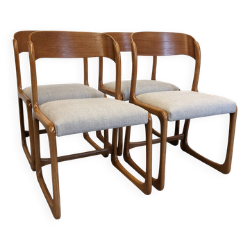 Set of 4 Baumann sled chairs, France circa 1970.