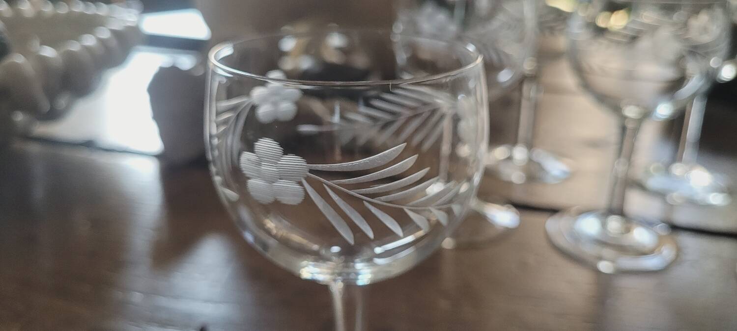 60's chiseled stemmed glasses