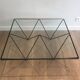 Black lacquered metal coffee table with a clear glass top. Attributed to Paolo Piva.