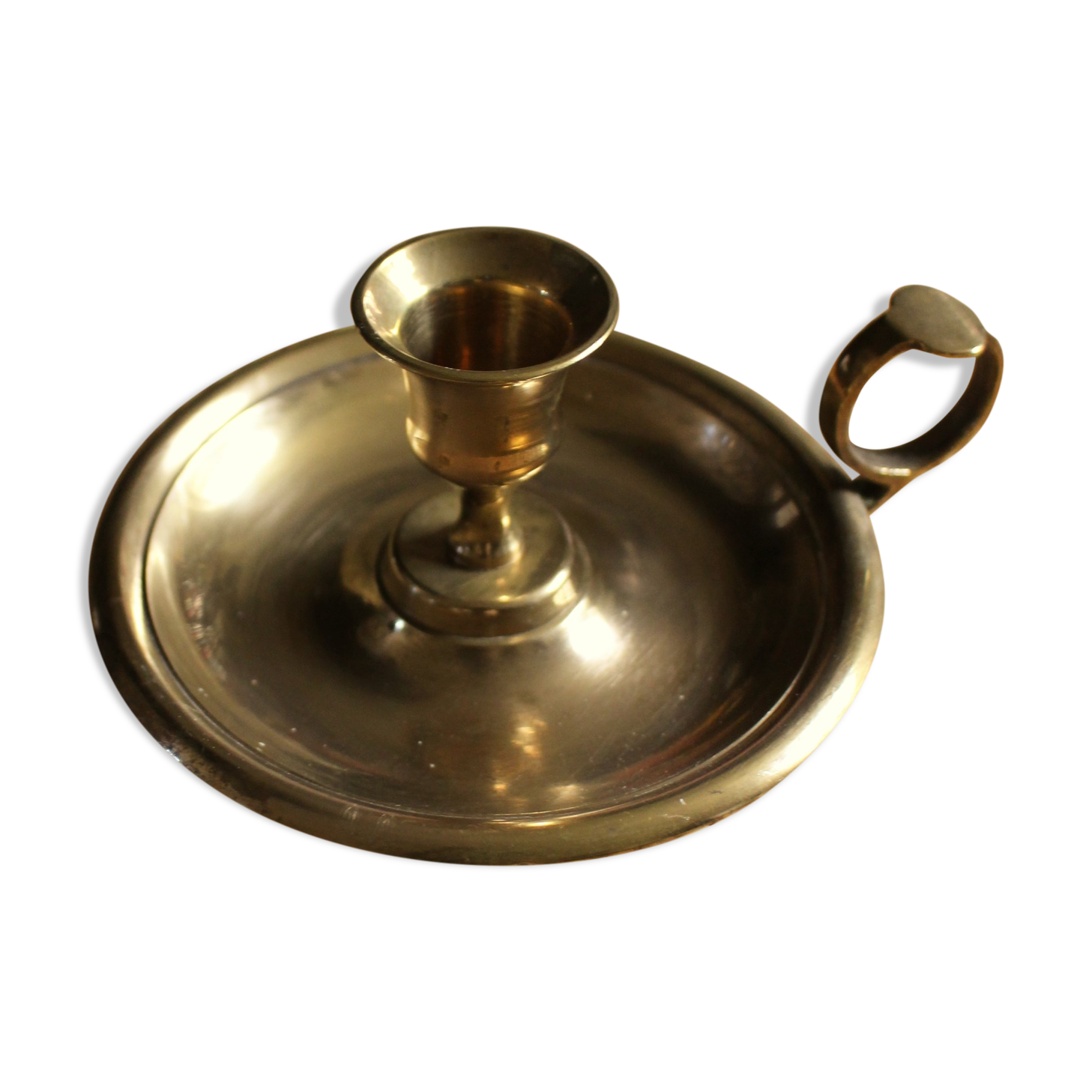 Brass candle holder cellar rat round handle