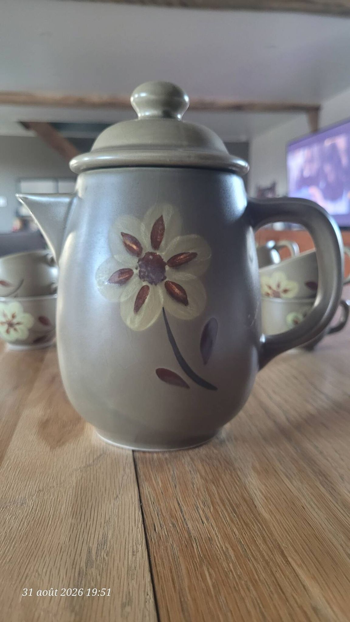 Service à café en grès des ateliers d'art du Revernay  -  France