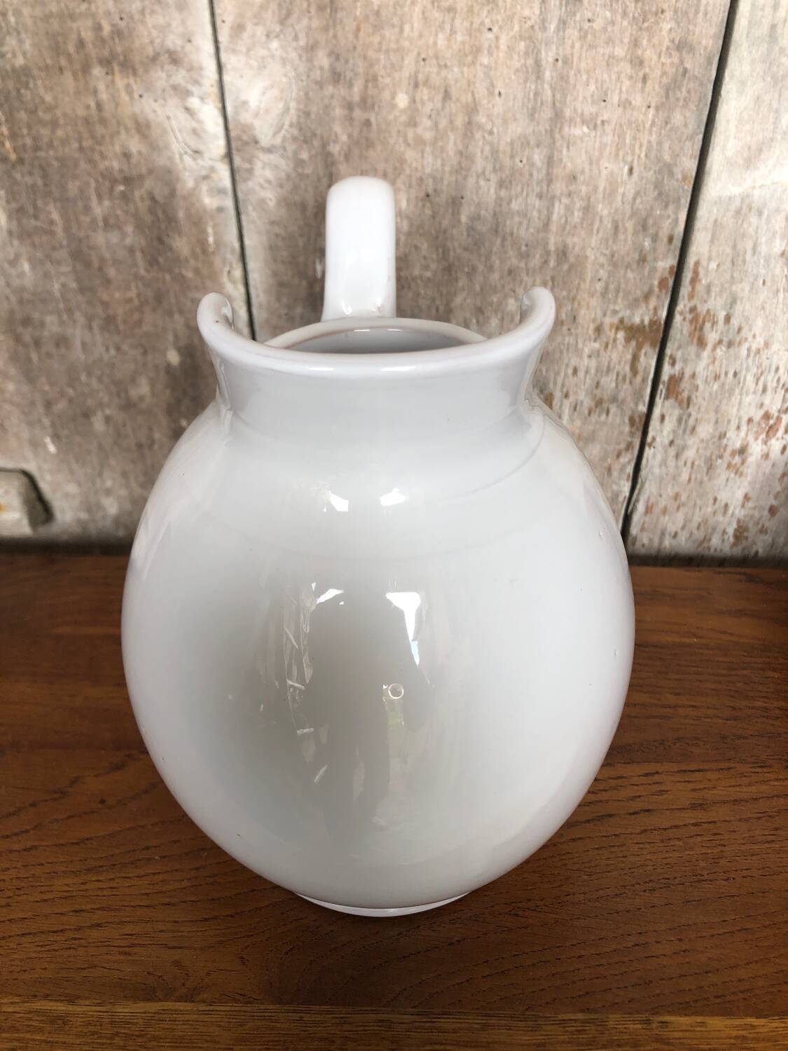 Old Nicola FASANO White Enameled Terracotta Pitcher Italy Vintage #A763