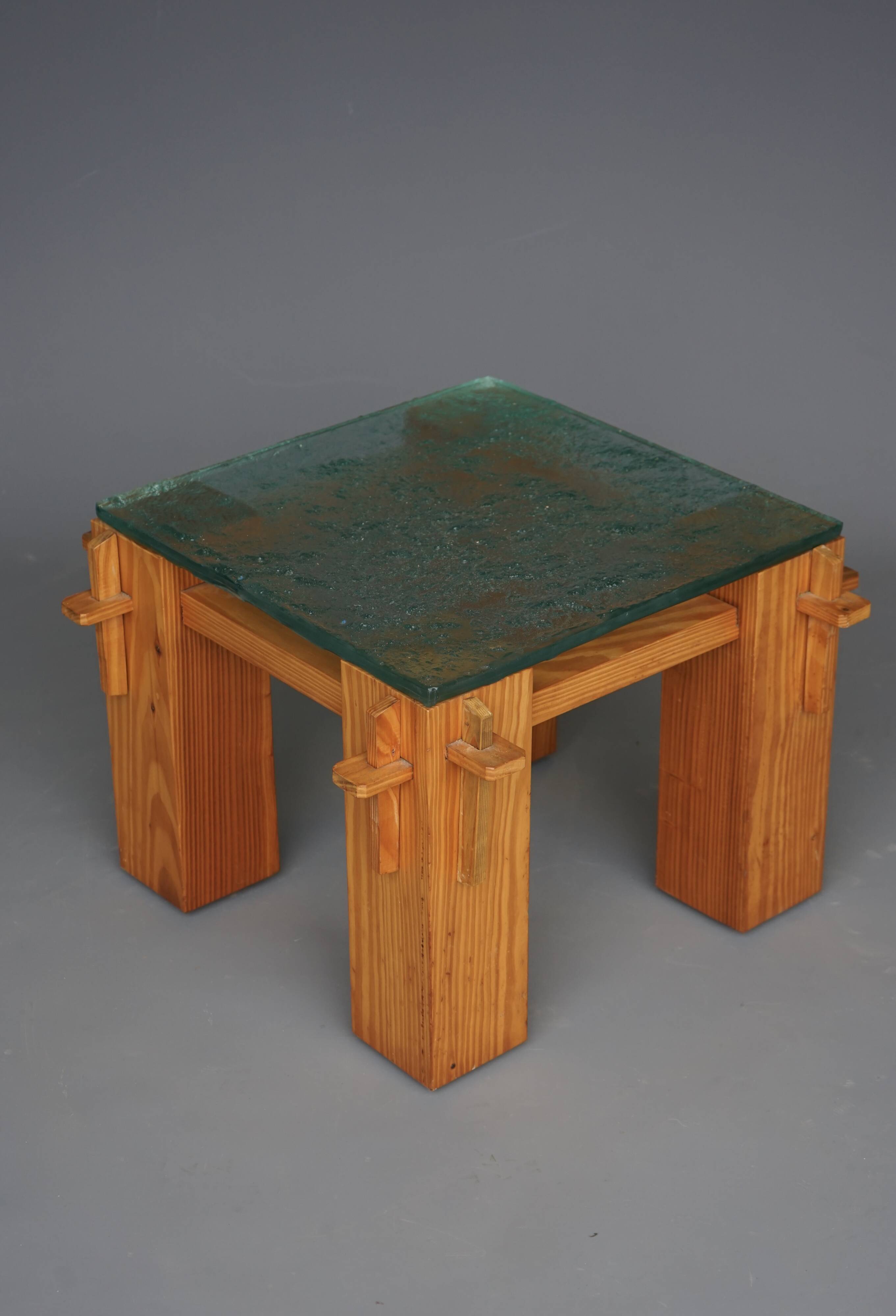 Vintage Pine Brutalist Coffee Table, 1970s