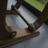 Table basse Art déco en verre, bois et laiton