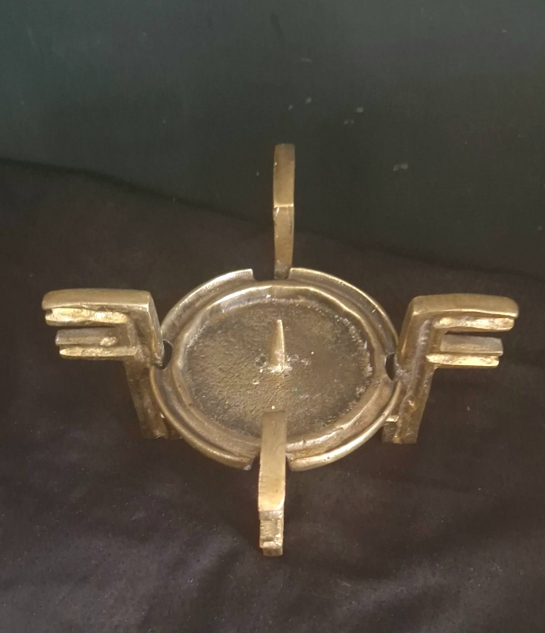 Brutalist candle holder '60-70, patinated gold