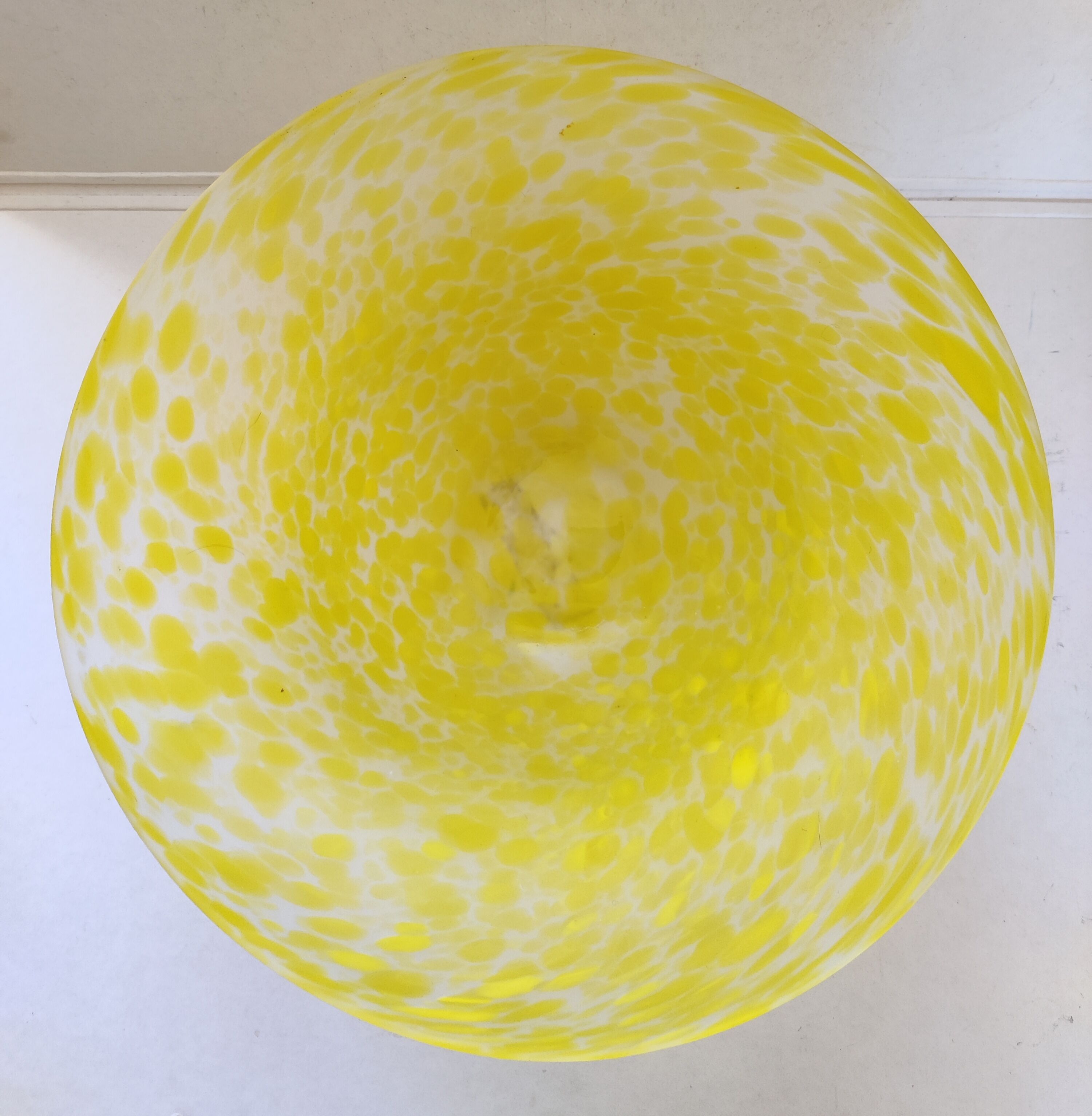 Yellow speckled frosted glass bowl