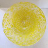 Coupe saladier verre sablé tacheté jaune