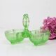 Salt and Pepper Servant in green glass, molded glass, vintage French, authentic