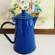 Vintage blue and black enamel coffee pot
