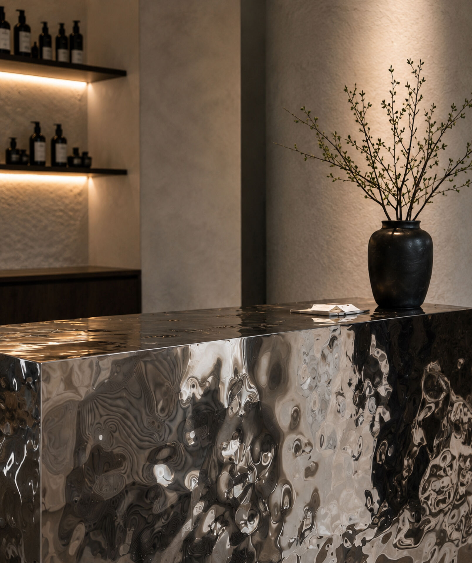 Mirror Polished Stainless Steel Reception Counter