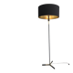 Designer floor lamp in black lacquered metal and brass