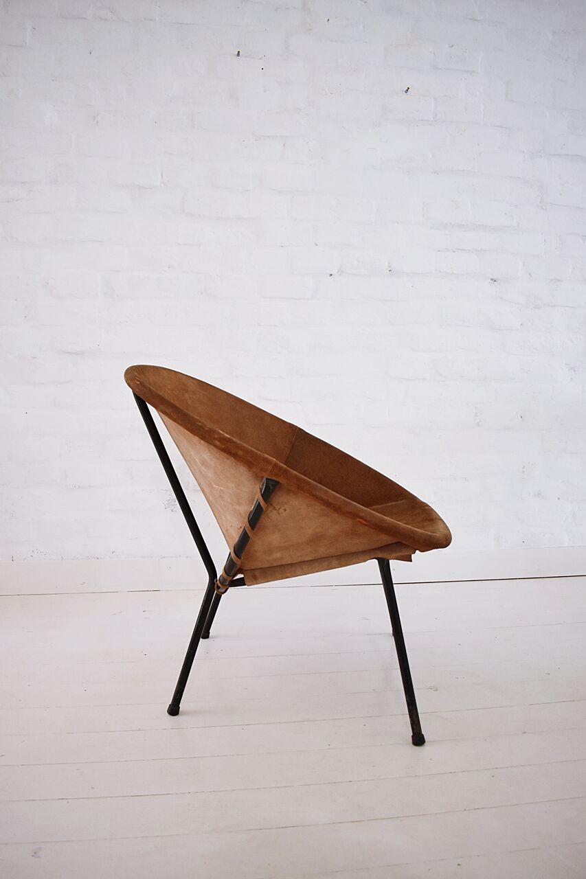 Vintage balloon suede easy chair, 1960s, Hungary