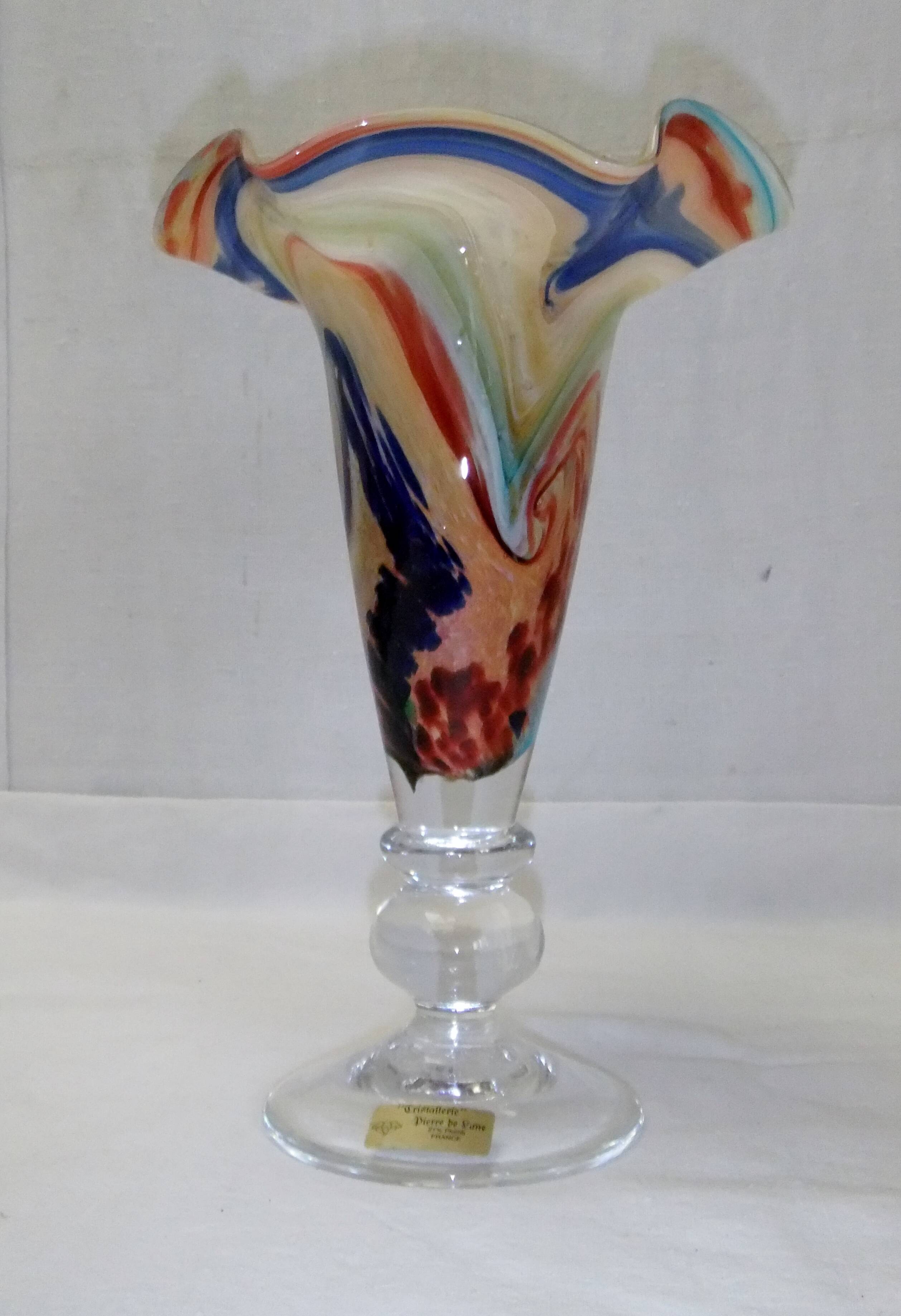 Antique crystal vase moonstone blown glass pedestal