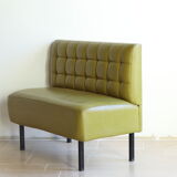Banquette bistrot capitonnée années 50/60 en skaï vert kaki