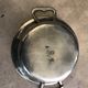 Patinated pewter dish brand pink design cut with handles 80s