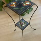 Vintage wrought iron and ceramic side table from Vallauris