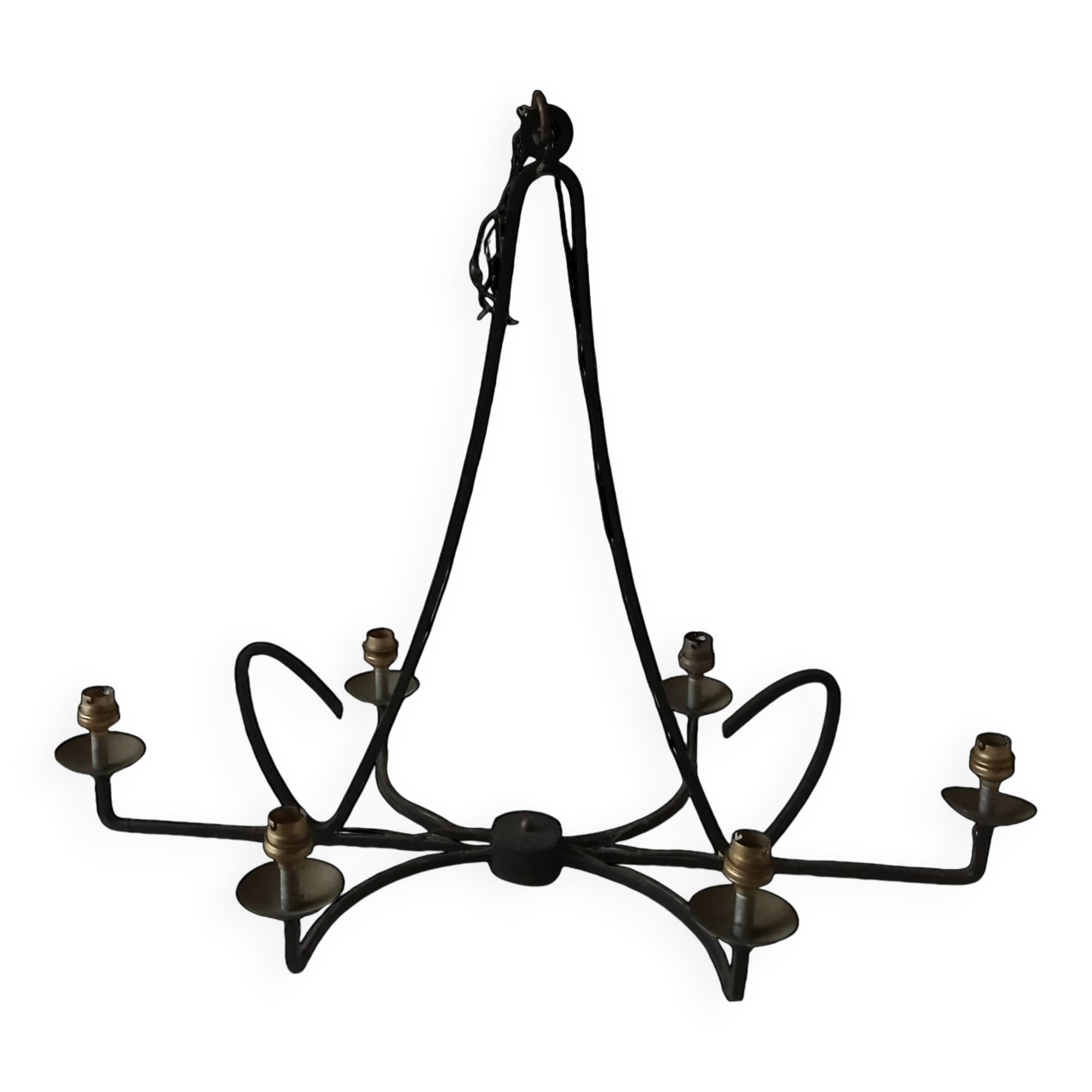 large wrought iron chandelier / 60s