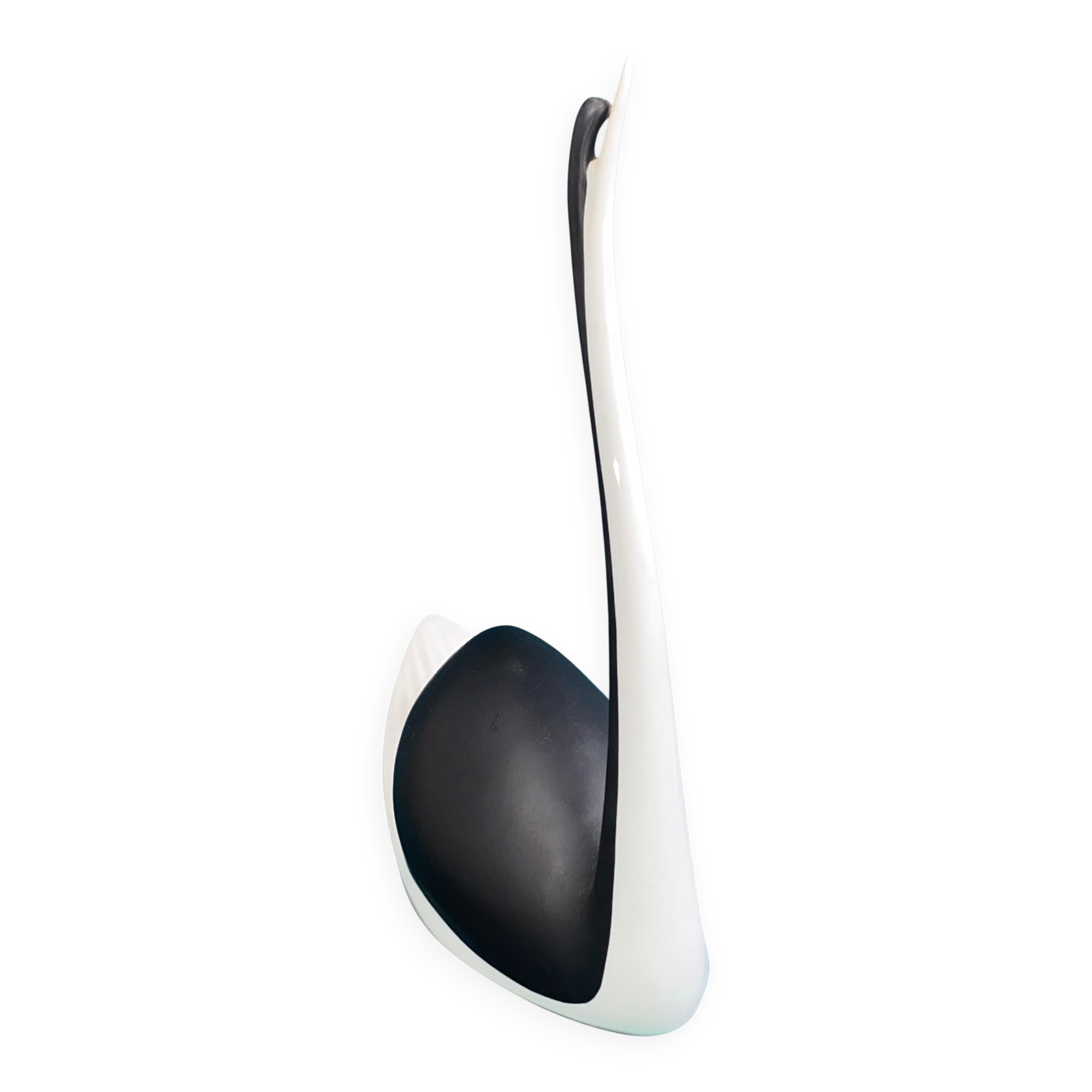 Black and white porcelain swan figurine from Czechoslovakia by Jaroslav Jezek Royal Dux 1960s
