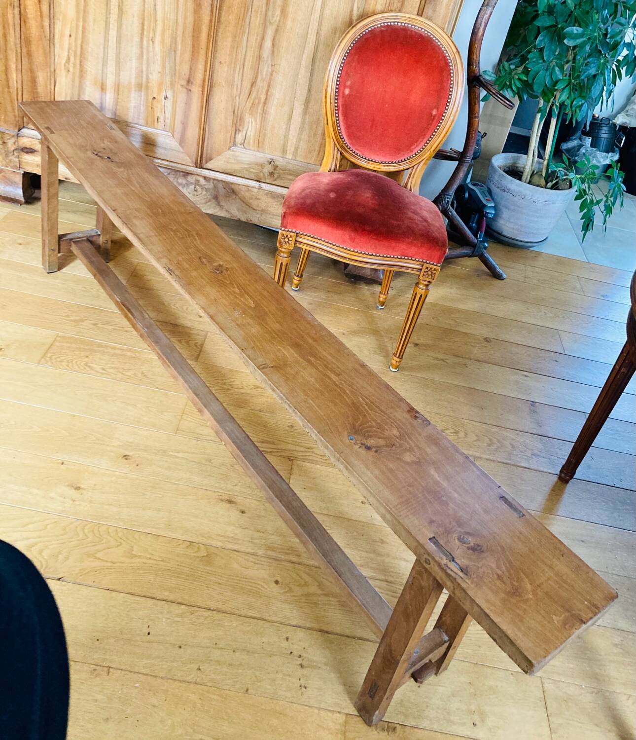 Large 19th century church bench