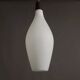 Vintage opaline glass and teak suspension, Italy, 1960s.