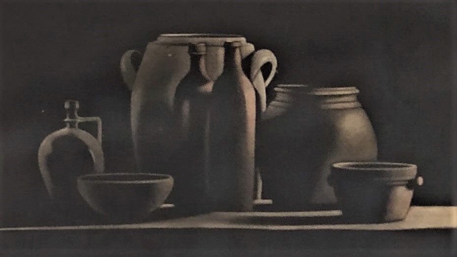 Aquatint engraving "Still Life with Sandstone"
