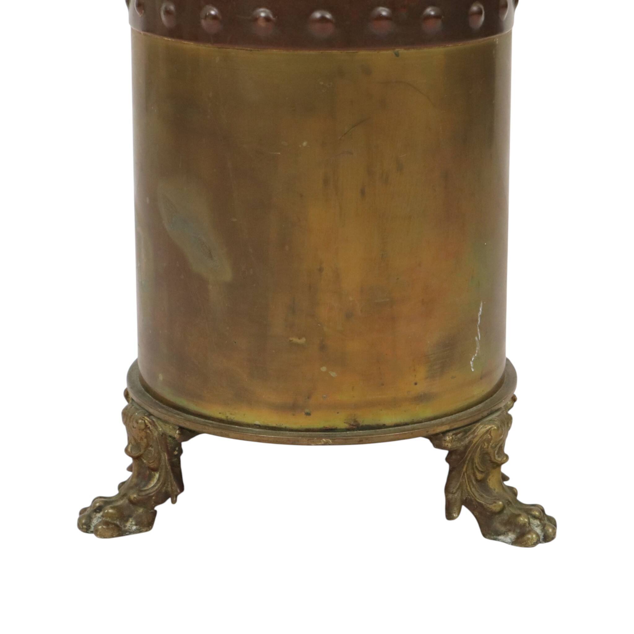Unique XL Artillery Shell Umbrella Stand – WWI Trench Art (1915) – Lion Hea