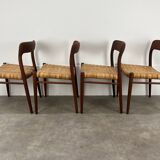 4 chairs 75 by Niels Otto Moller, Scandinavian design, teak