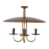 Vintage 1950s Italian-design brass and pink glass chandelier