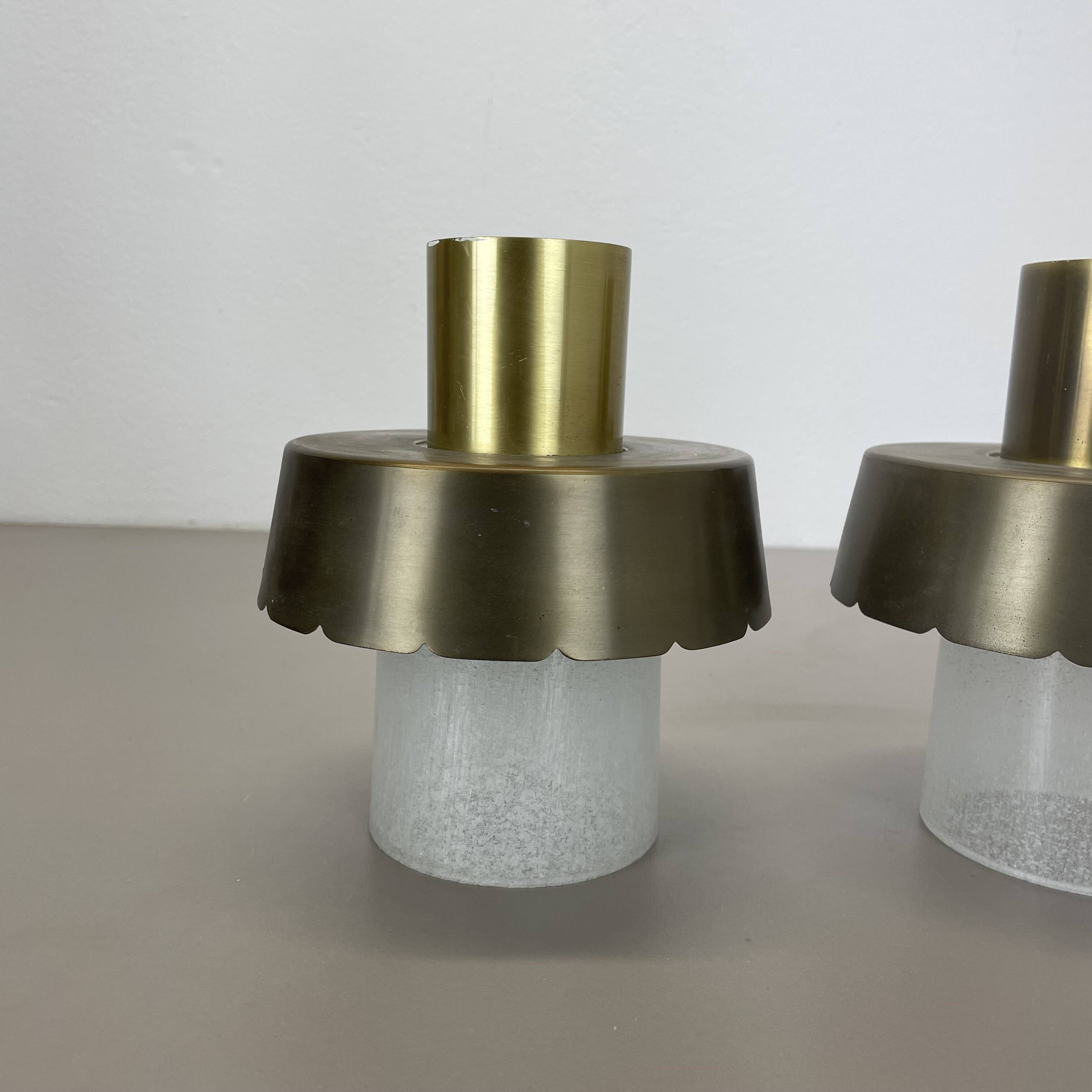 Set of two minimalist Brass and glass "tube" Ceiling Light, Italy 1970s