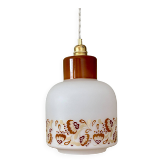 Vintage 70s globe pendant light in opaline