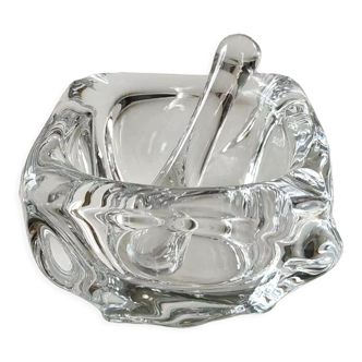 Vintage crystal ashtray and pestle, signed "Daum France" on the side