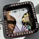 Face illustration ceramic bowl by Mari Simmulson for Upsala Ekeby, Sweden, 1960s