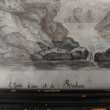 Dessin XIXème étude d'eau et de rochers