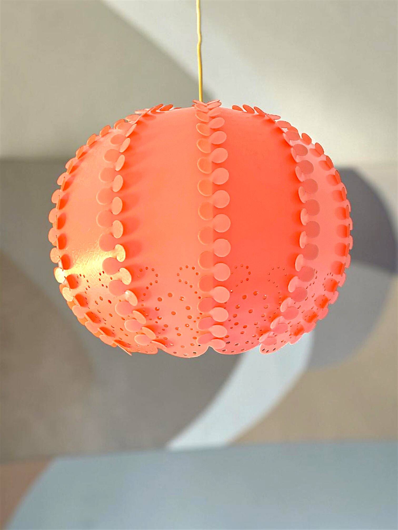 Large coral hanging pendant light Danish modern