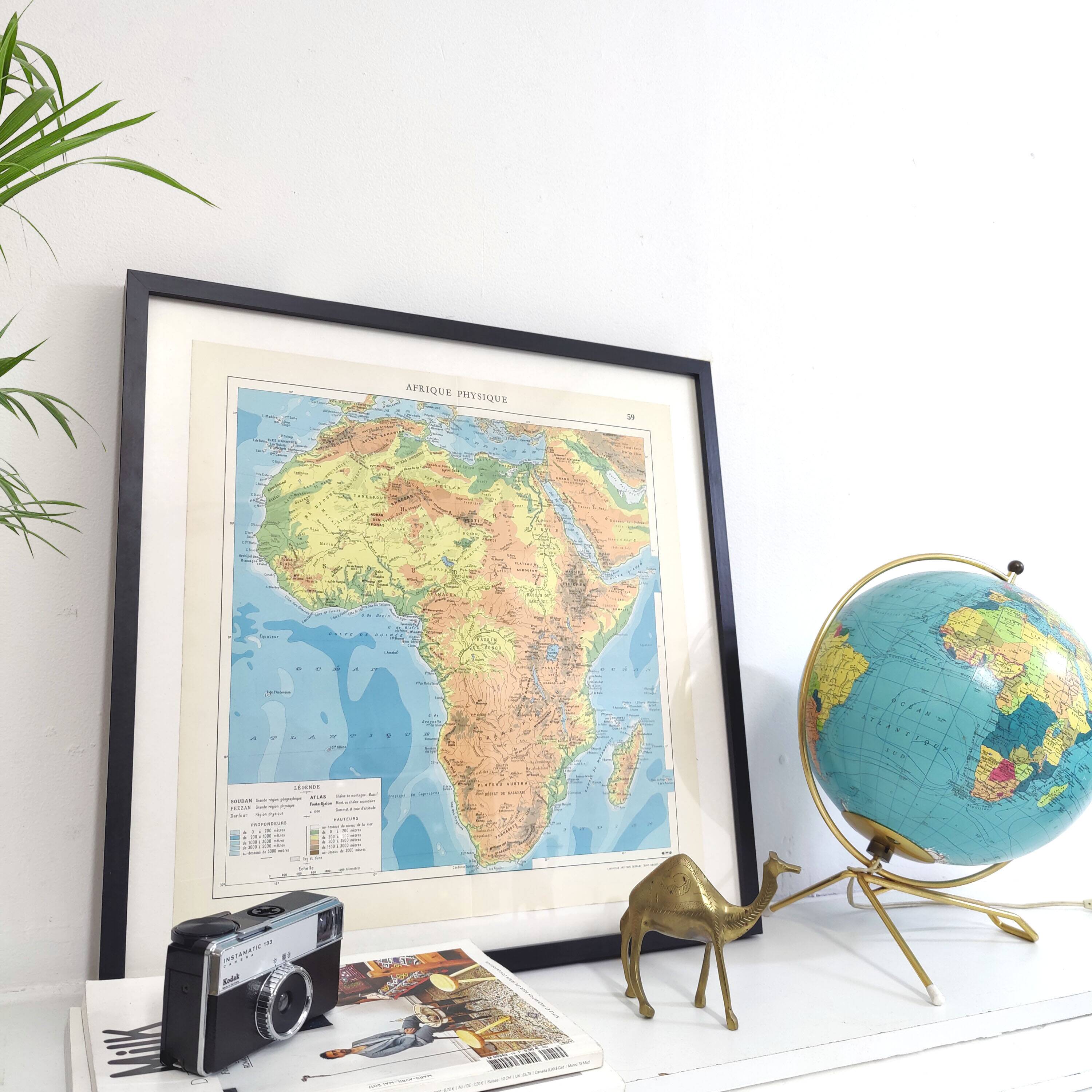 Old Africa map 43x43cm from 1950