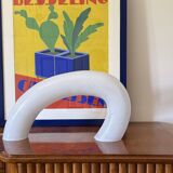 Lampe sculpturale en verre de Murano blanc, Barbini Italie 1970