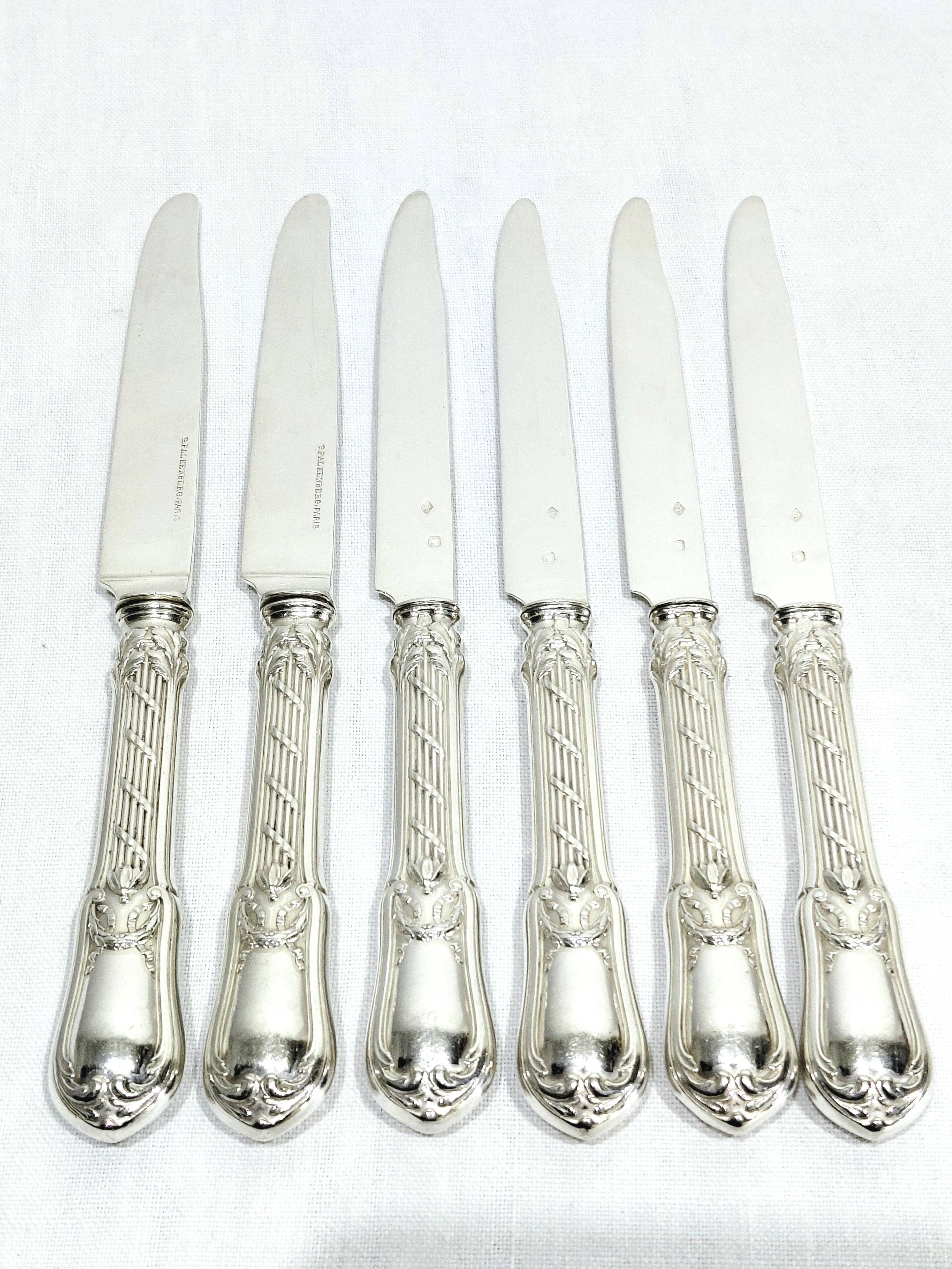 GEORGES FLAKENBERG - 6 SILVER FRUIT KNIVES