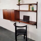 Scandinavian wooden wall-mounted secretary shelf Design Kai Kristiansen