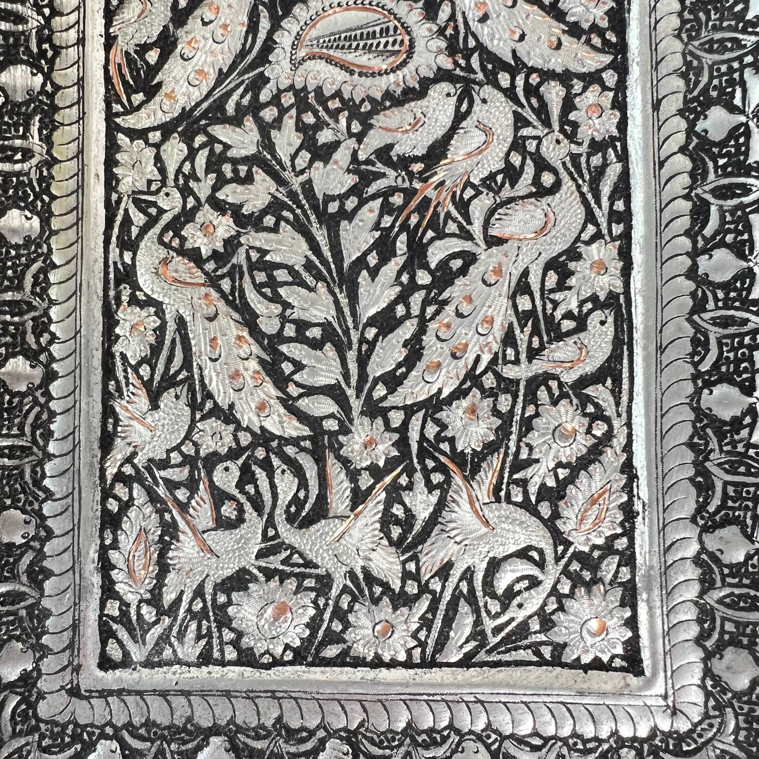 “Birds” embossed metal pocket tray