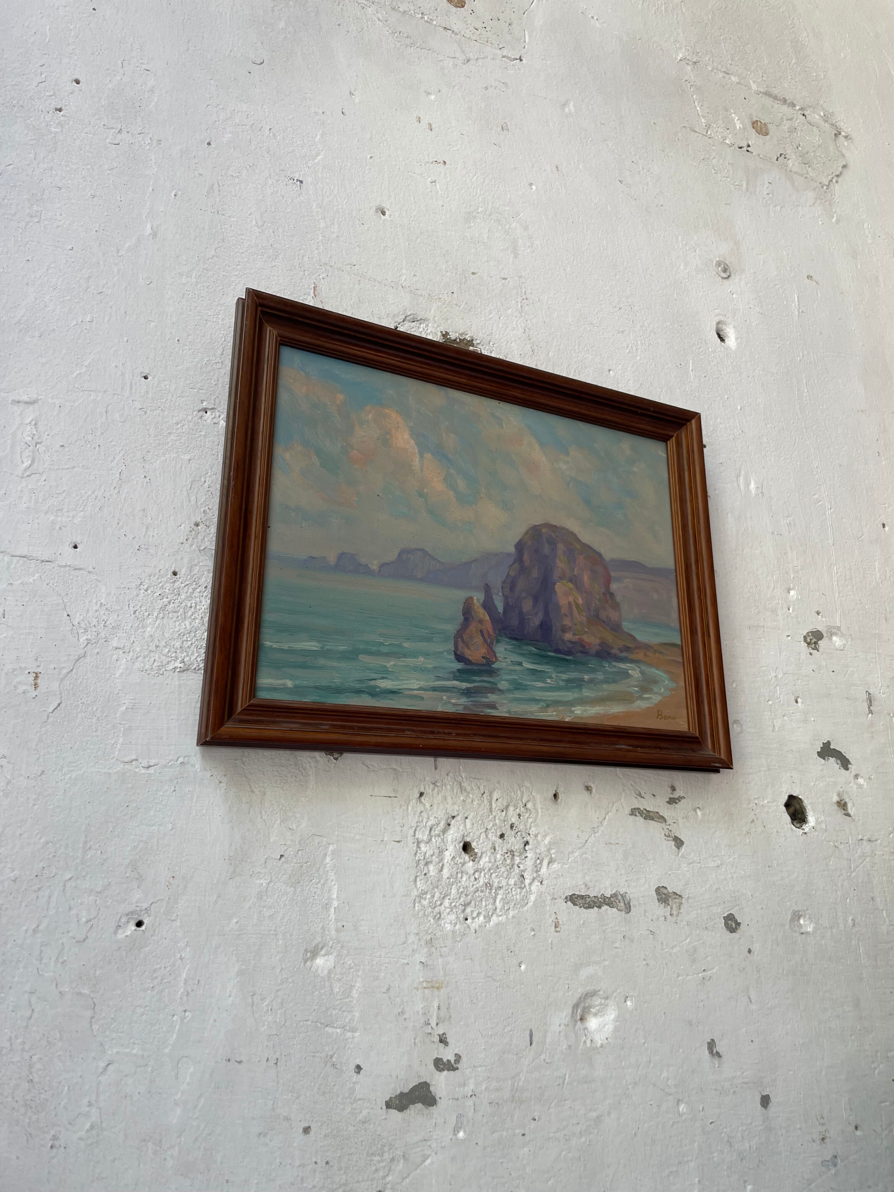 Sea framed oil painting