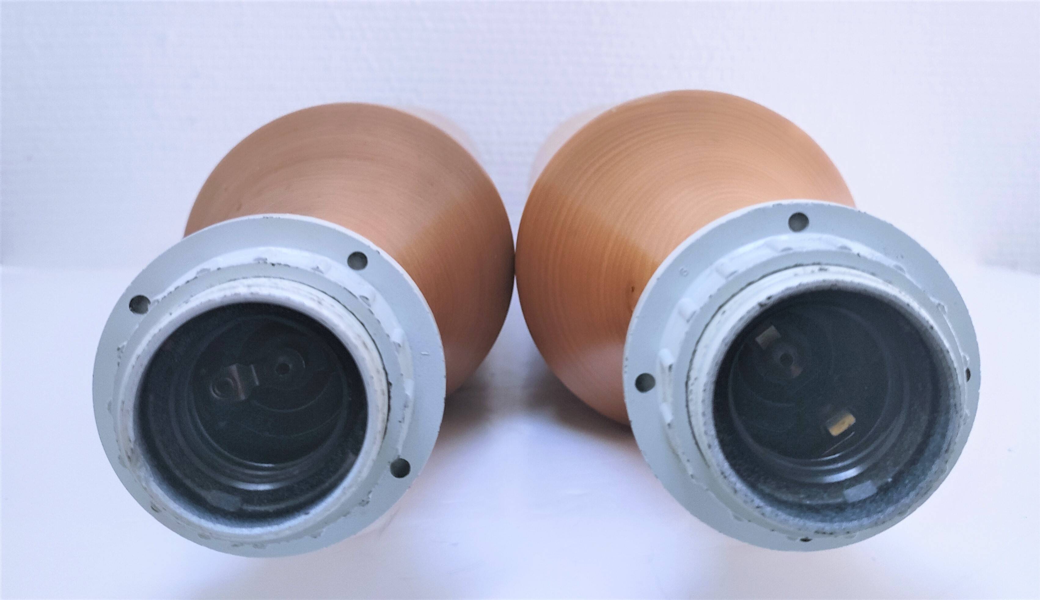 Two designer solid wood "pencil" lamp bases