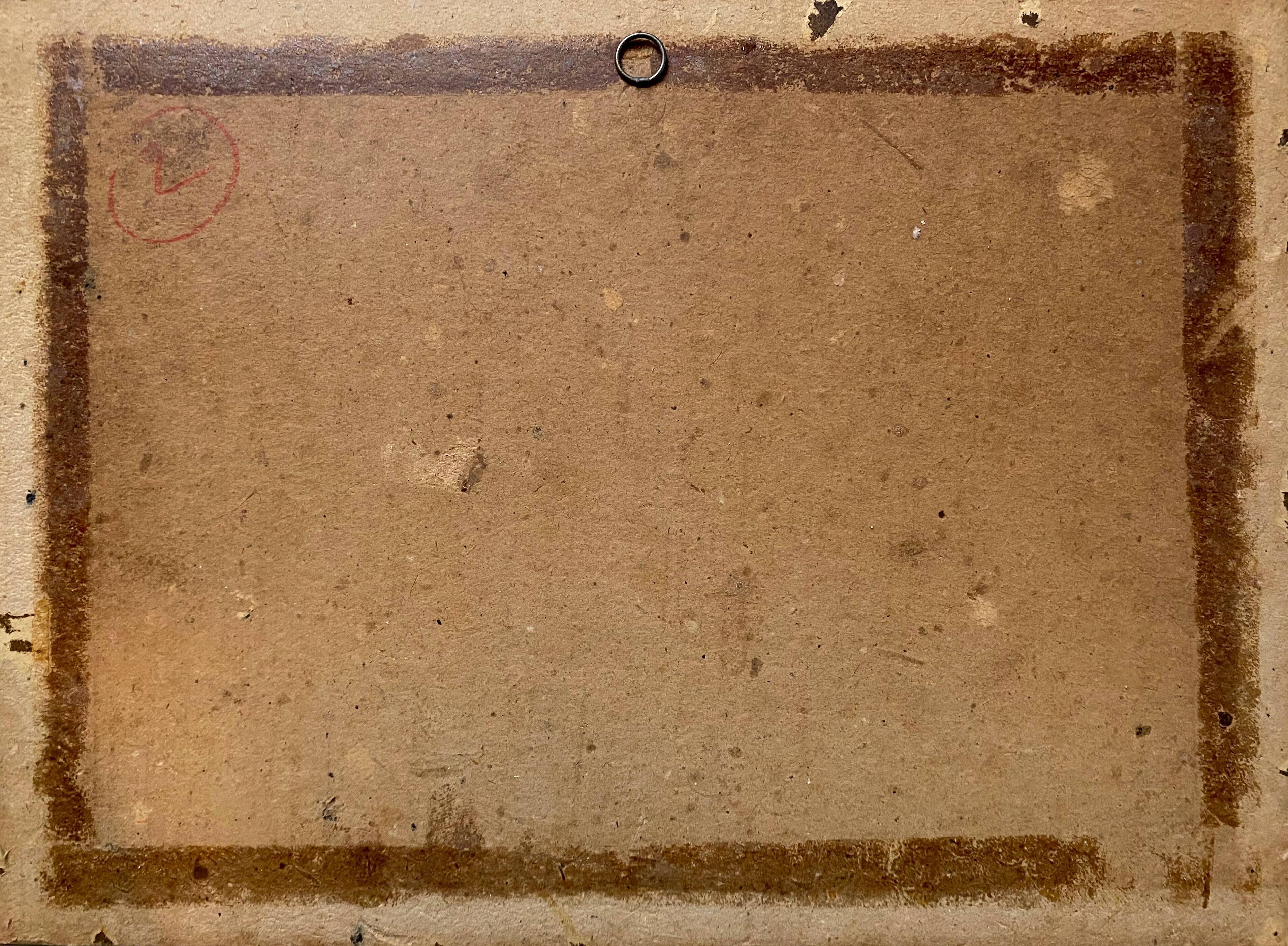 Watercolor painting circa 1870 "The conversation" signed with Marie Louise