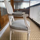 Set of 2 Louis XVI style armchairs with armrests