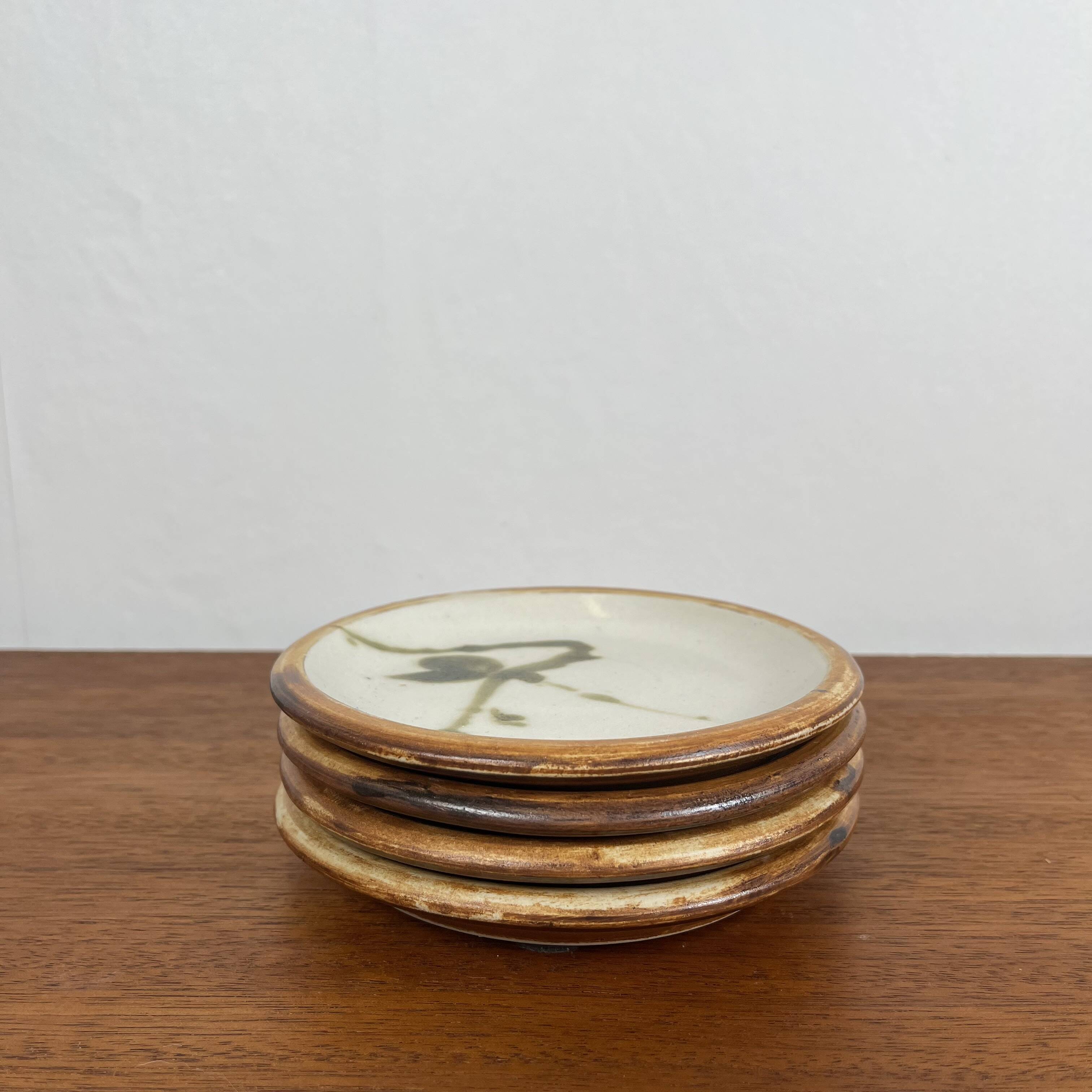 Set of 4 bread plates "La Colombe", 1950/60, Madeleine Brault