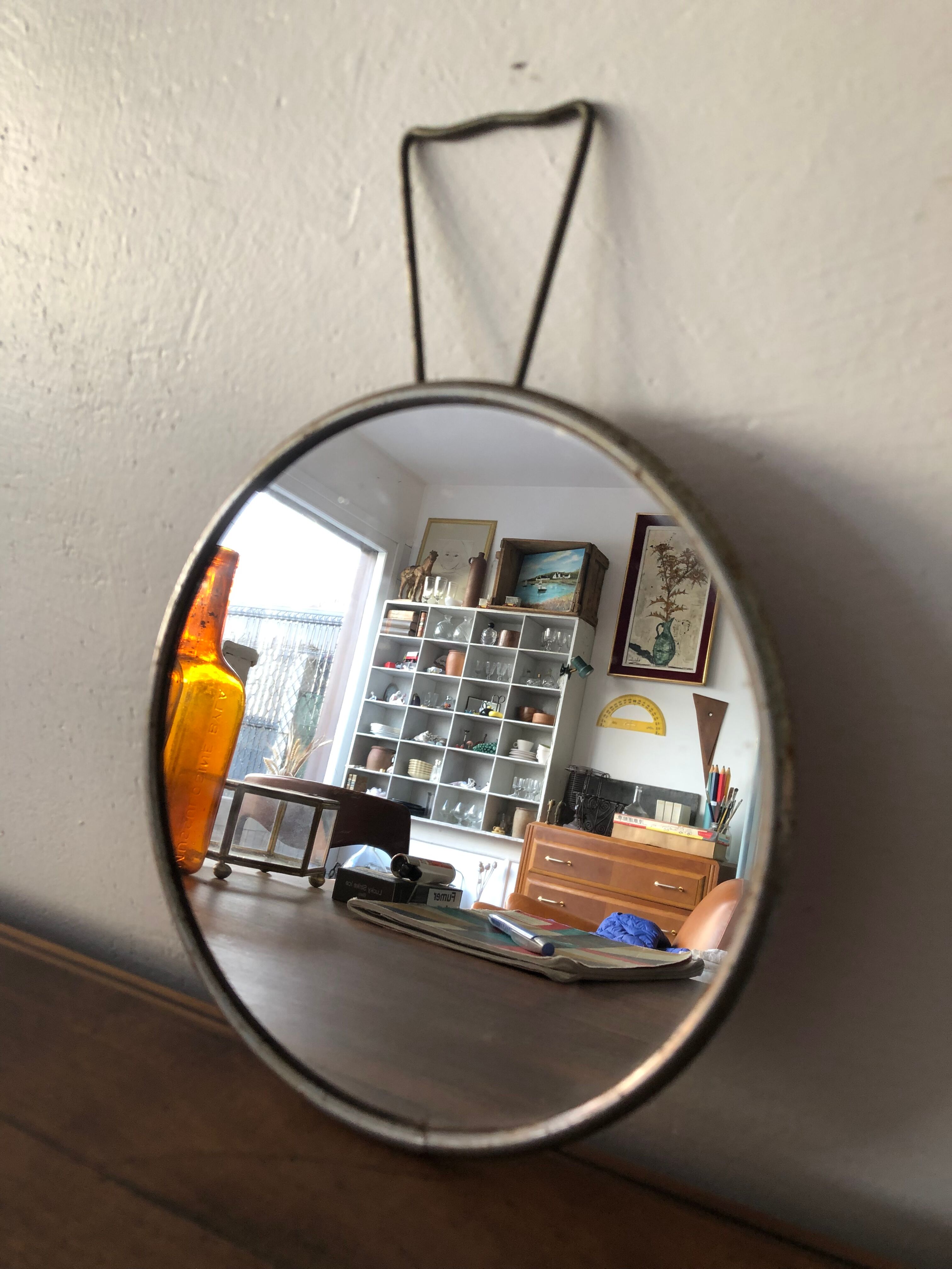 Vintage barber mirror 17cm