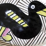 Ceramic dish with bird decoration Reine Steenbakkers